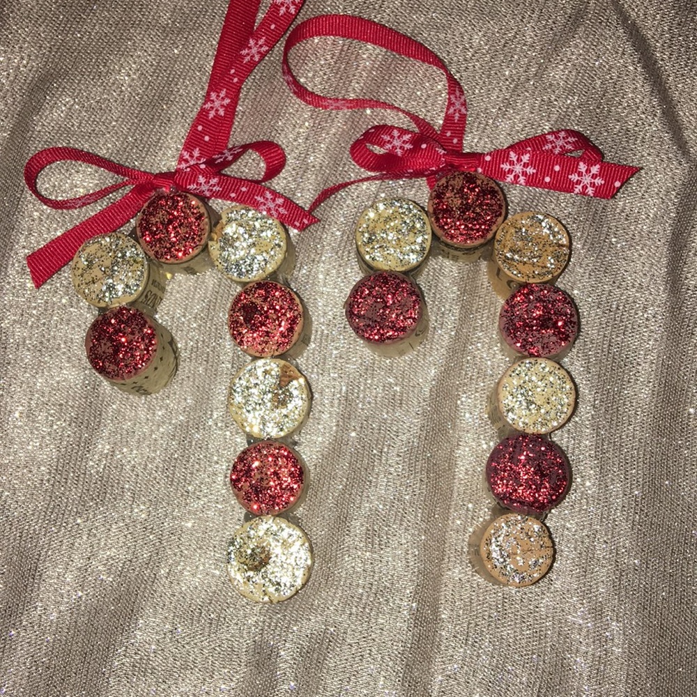 Candy Cane Wine Cork Ornaments (set of 2)